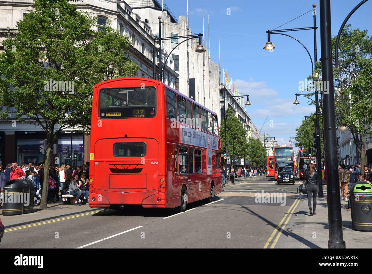 Red bus in Oxford Street Stock Photo