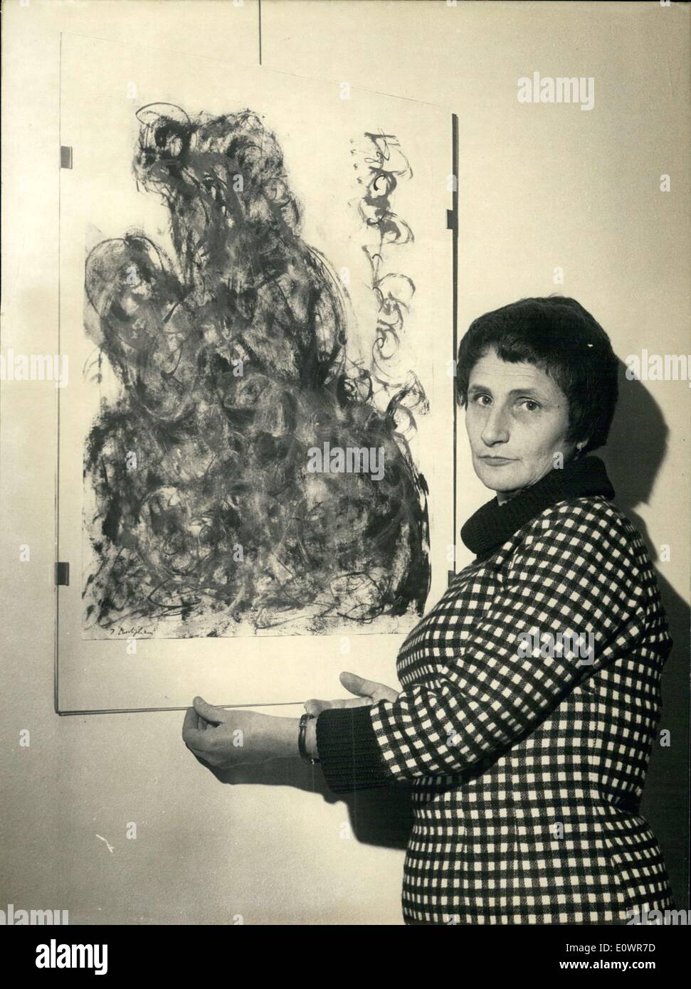Nov. 16, 1963 - Jeanne Modigliani and abstract art on exhibit Stock Photo