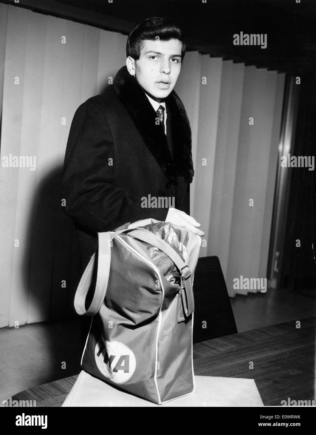 Singer Frank Sinatra Jr. at the airport while on tour Stock Photo