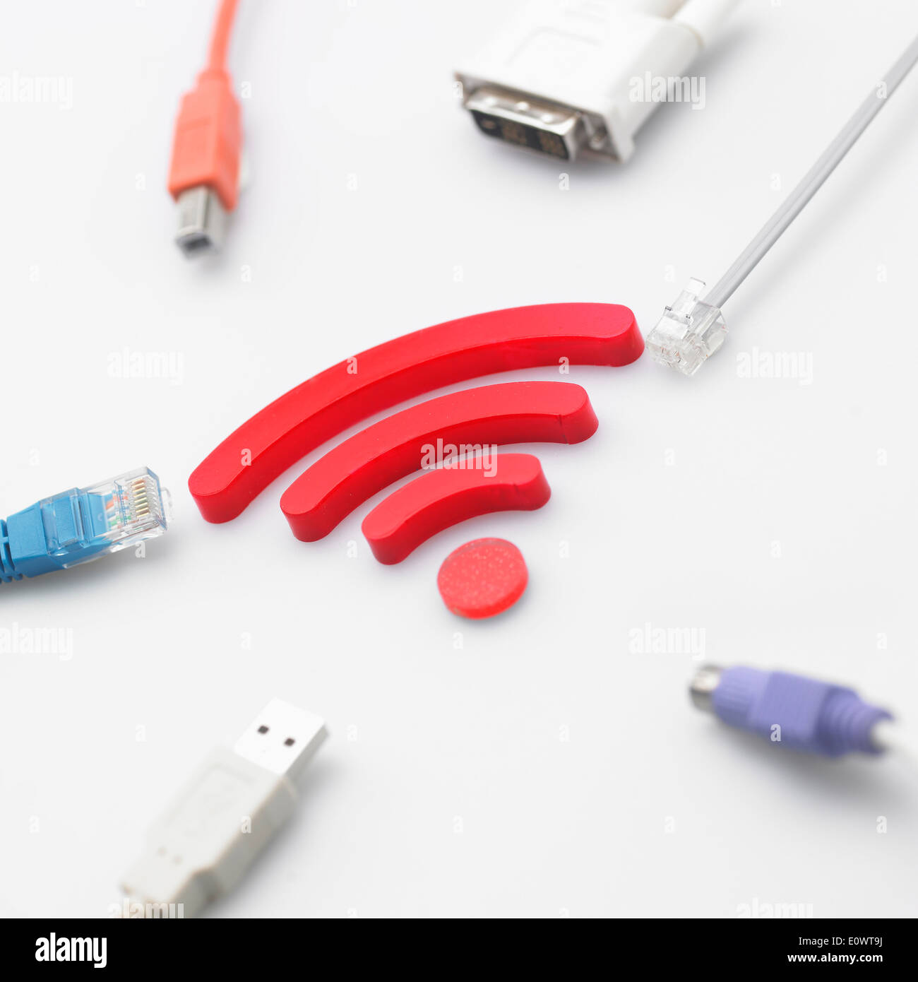 different computer cords around a connectivity icon Stock Photo Alamy