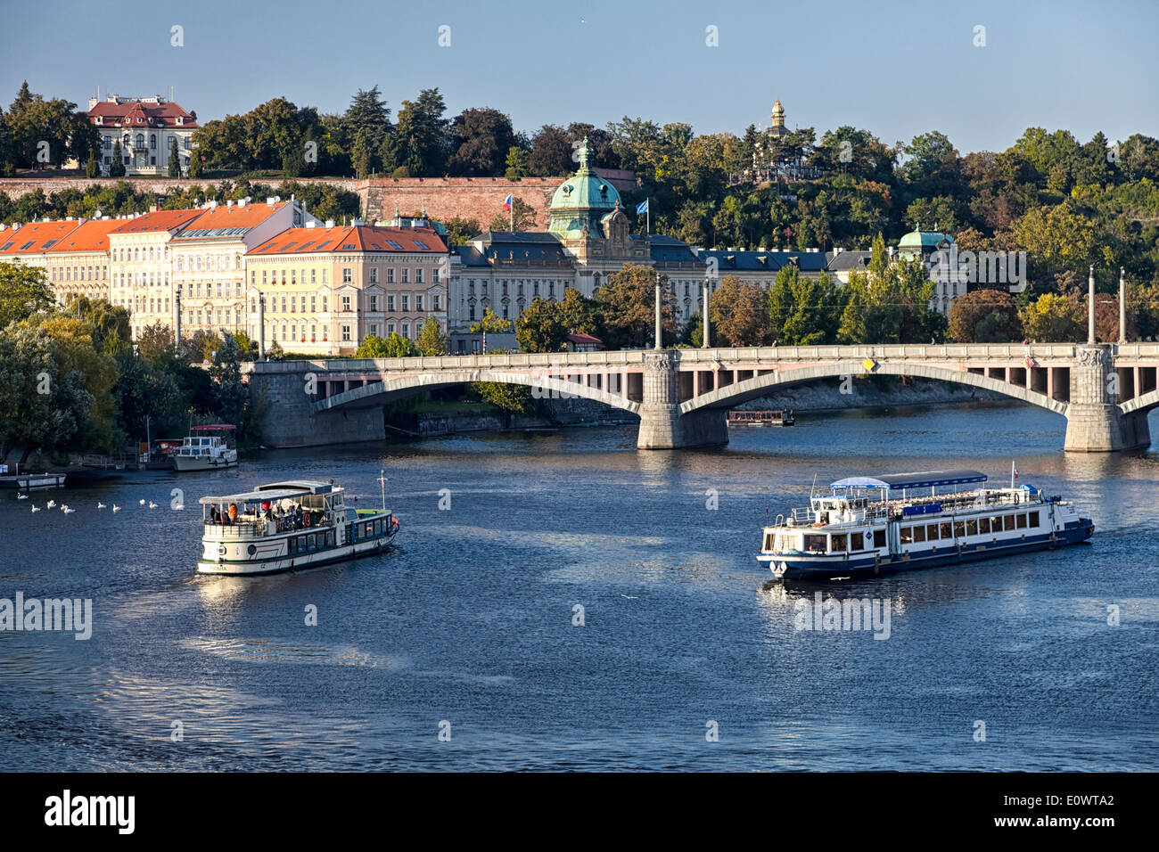 Prague's Office of Government with Josef Manes bridge Stock Photo