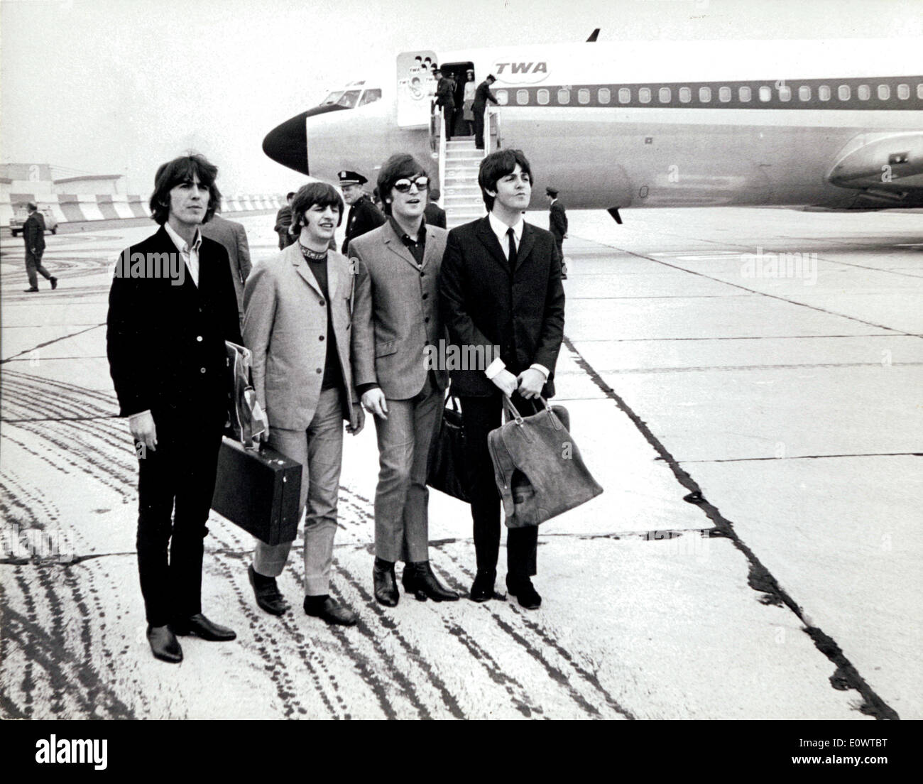 The Beatles arriving in New York City Stock Photo