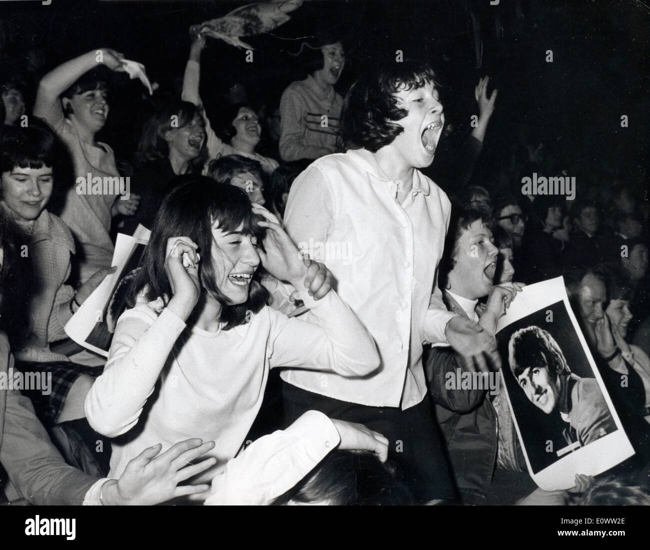 The Beatles fans go crazy at the Empire Pool Stock Photo