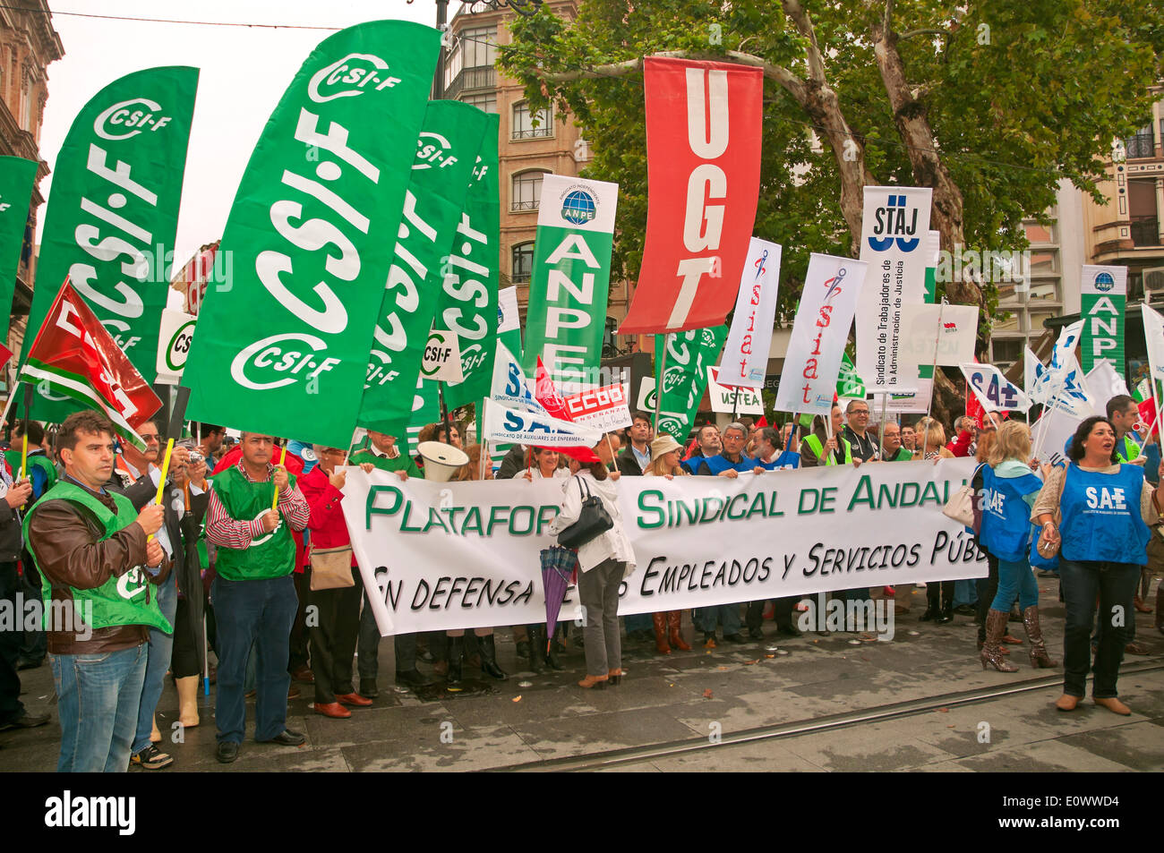 Demonstration against the crisis, Seville, Spain, Europe Stock Photo