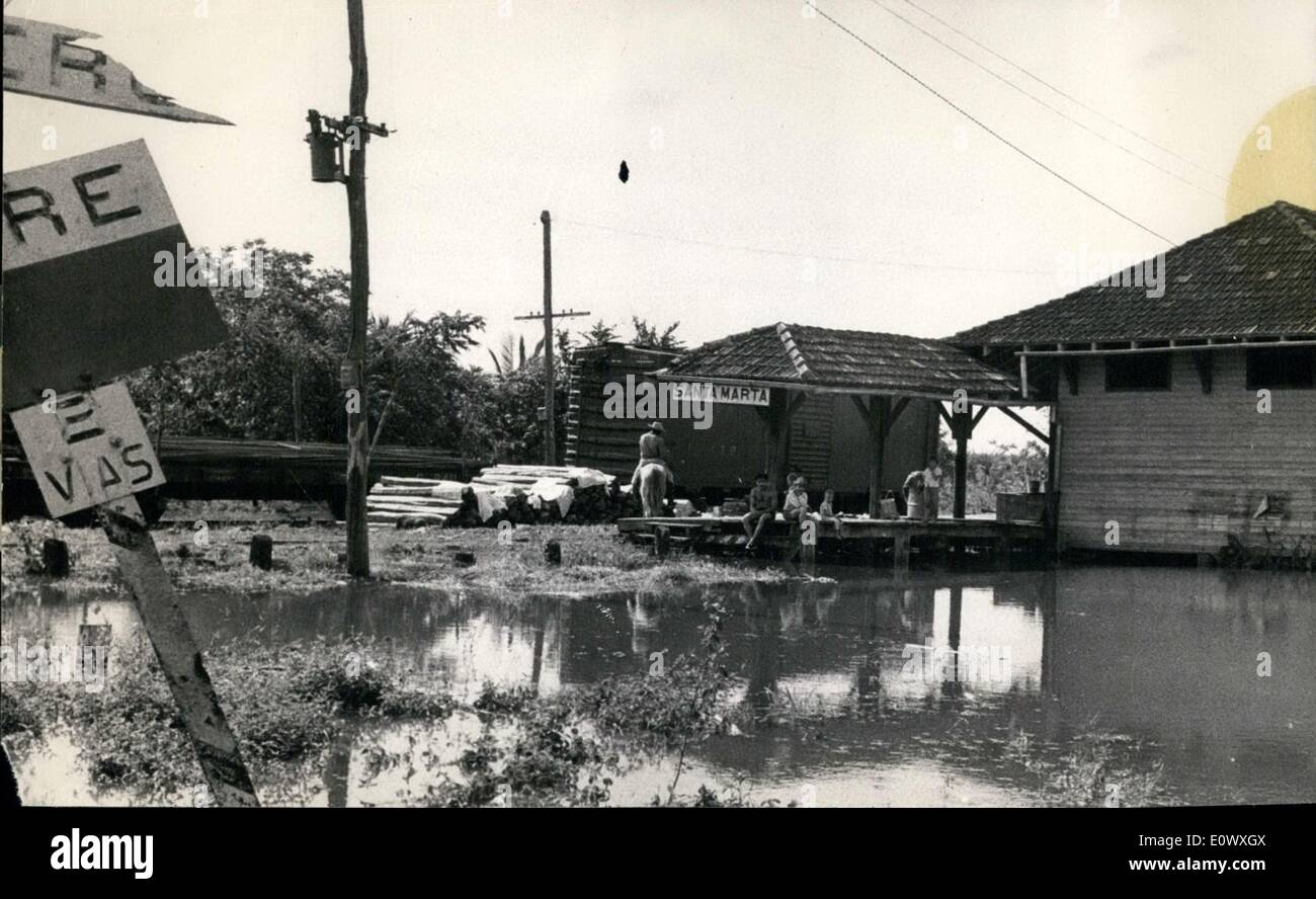 Aug. 08, 1964 - Photo shows View of Santa Marta village, where the water reached the two feet level on the flooded area. Stock Photo