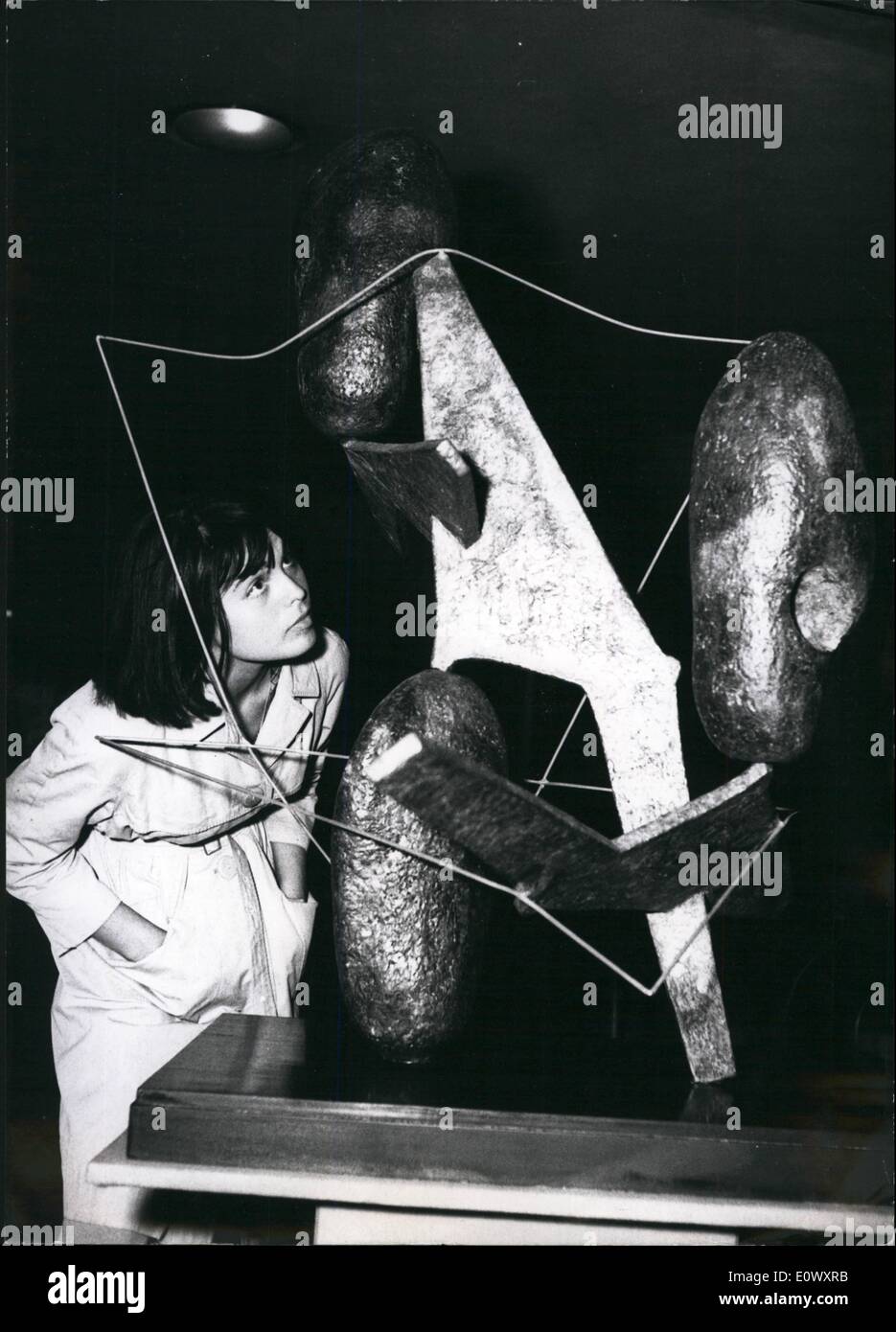 Jun. 06, 1964 - Art of the atomic age.: os shown in Frankfurt in a display of 28 sculptures created by the Indian artist Amarnath Sehgal (Amarnath Sehgal). The most interesting exhibits is his futuristic sculpture ''Nuclear Heads. Stock Photo