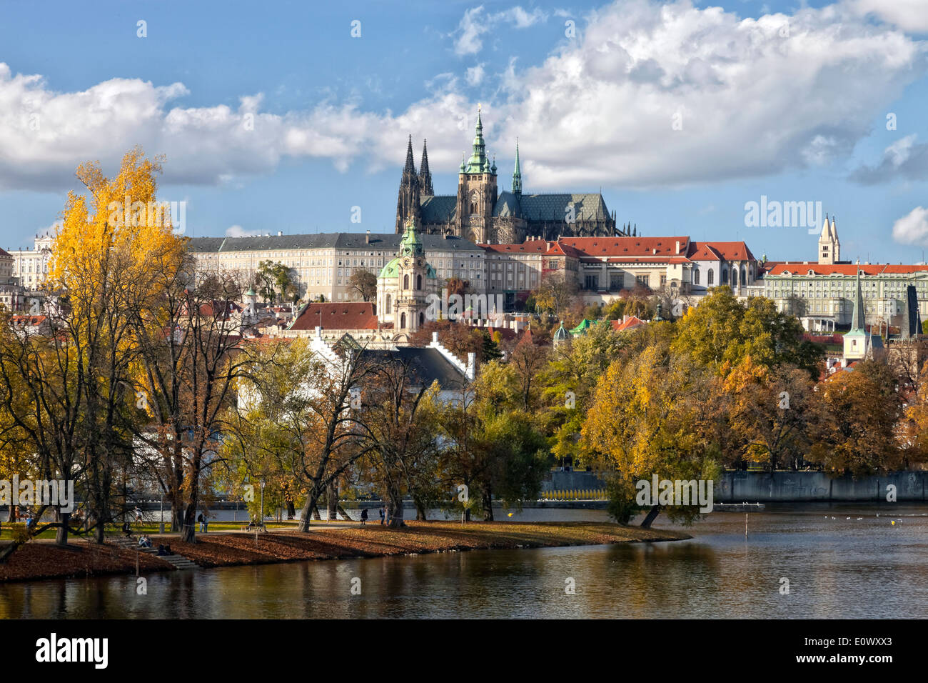 The Prague Castle and the Small Town Stock Photo