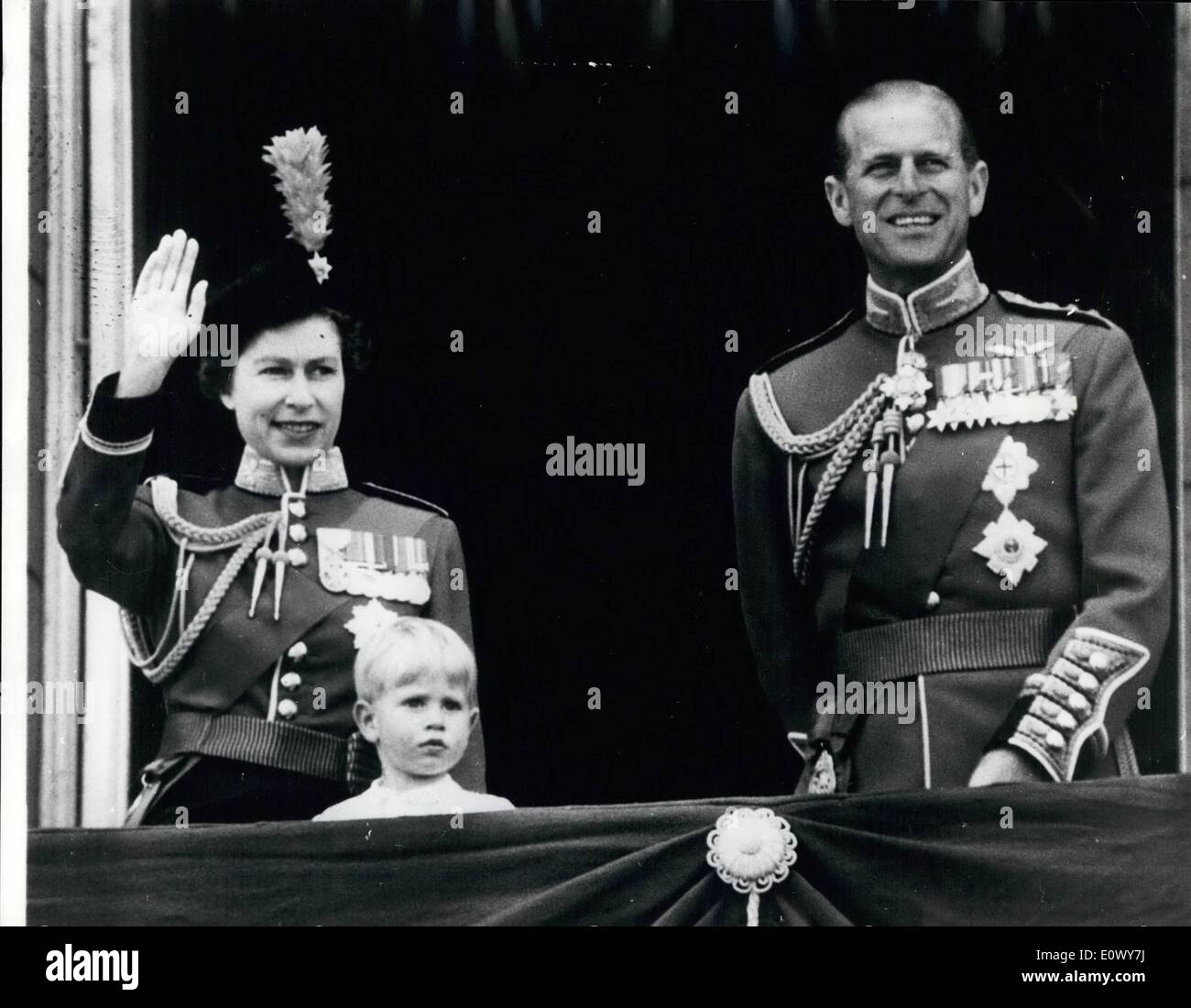 Jun. 06, 1964 - Queen Elizabeth & Prince Phillip & young Prince Andrew. Stock Photo