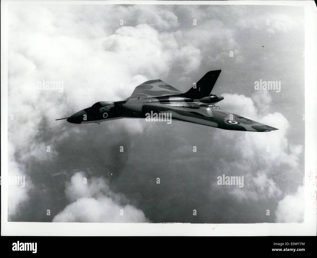 Jun. 06, 1964 - British official Photograher , issued for the Royal Air Force by the Central Office of Information . London. R.A.F Bomber Command's Low Level Role. First picture showing a Vulcan B.Mk. 2. camouflaged for Royal Air Force Bomber Command's low level role. The aircraft is from R.A.F. cons by . Lines. Stock Photo