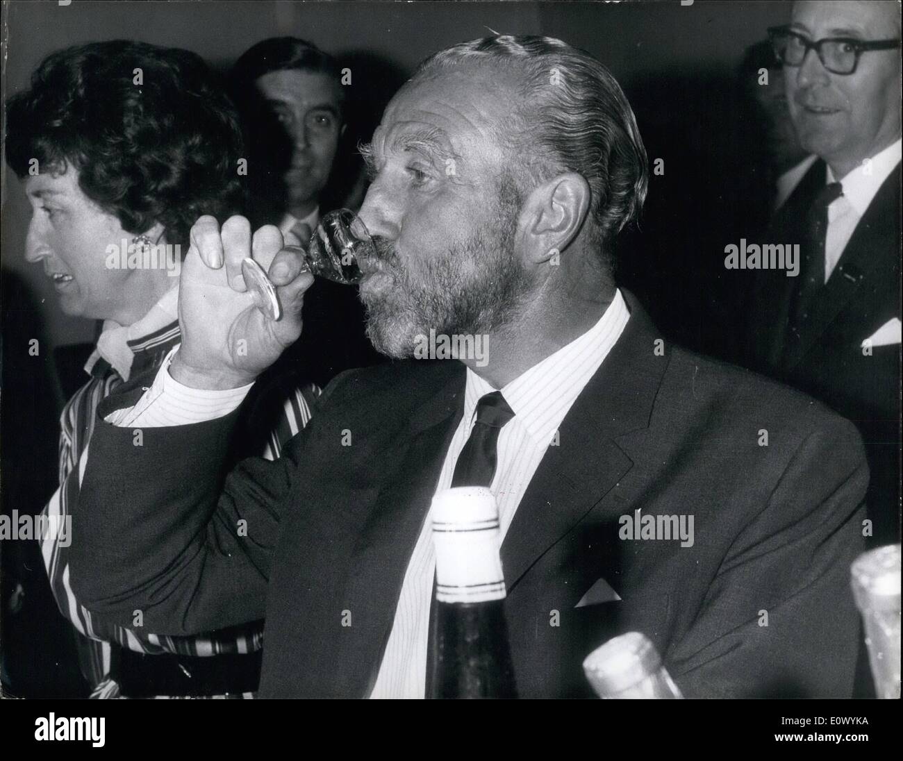 Sep. 01, 1964 - 1-9-64 Preview of the Olympia Food Fair. Bearded Mr. Marples tastes the wine. A preview was held this morning at Olympia, of British Food Fair which opens there tomorrow. Keystone Photo Shows: Transport Minister Ernest Marples still complete with his holiday beard, tastes wine at the preview this morning. Stock Photo