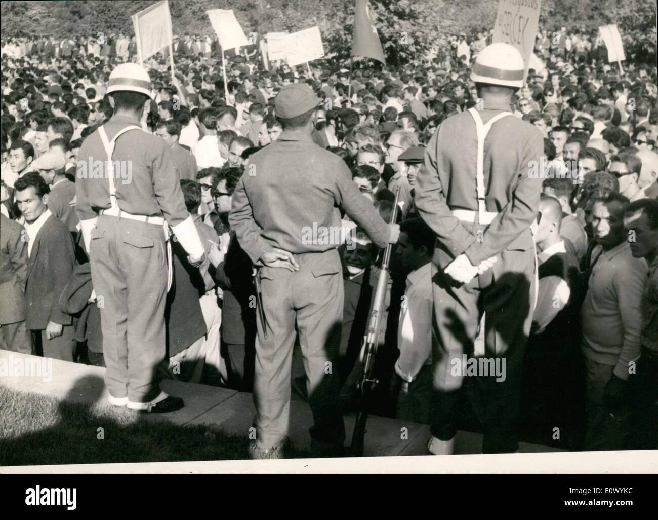 Sep. 01, 1964 - Ankara:Student demonstrating in Ankara 1/9/64 over the Cyprus issue.The demonstrations had strong Anti American Stock Photo