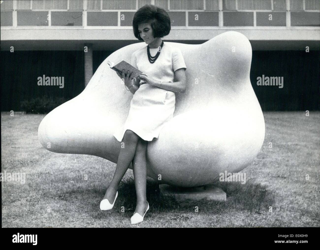 Sep. 12, 1964 - This is no school chair, but rather a modern sculpture by French artist Jean Arp. It stands in front of the library at the University of Bonn. Stock Photo