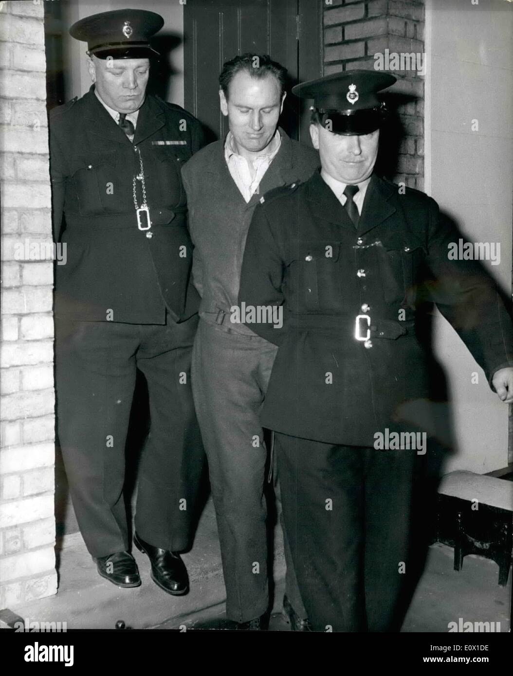 Dec. 12, 1964 - KILLER HUNT ENDS ON THE GUILDFORD BY-PASS.. FREDERICK SMITH the Babes-in-the-Wood killer who eitikild-Frum-Waiiiiood Sorubbs on Monday was recaptured last night as he pushed a stolen bioitcle along the Guildford By-Pass in Surrey less than a quarter of a mile from the soone of his orime - seventeen years ago. Baok in 1947 Smith murdered tenon year old Eileen Gaff in tenor Woods, Guildford - and was sentenced to death and reprieved. The charge of murdering her brother nine year old LESLIE stayed on the files.. Smith has been reueiving psyohiatrio treatment in prison Stock Photo