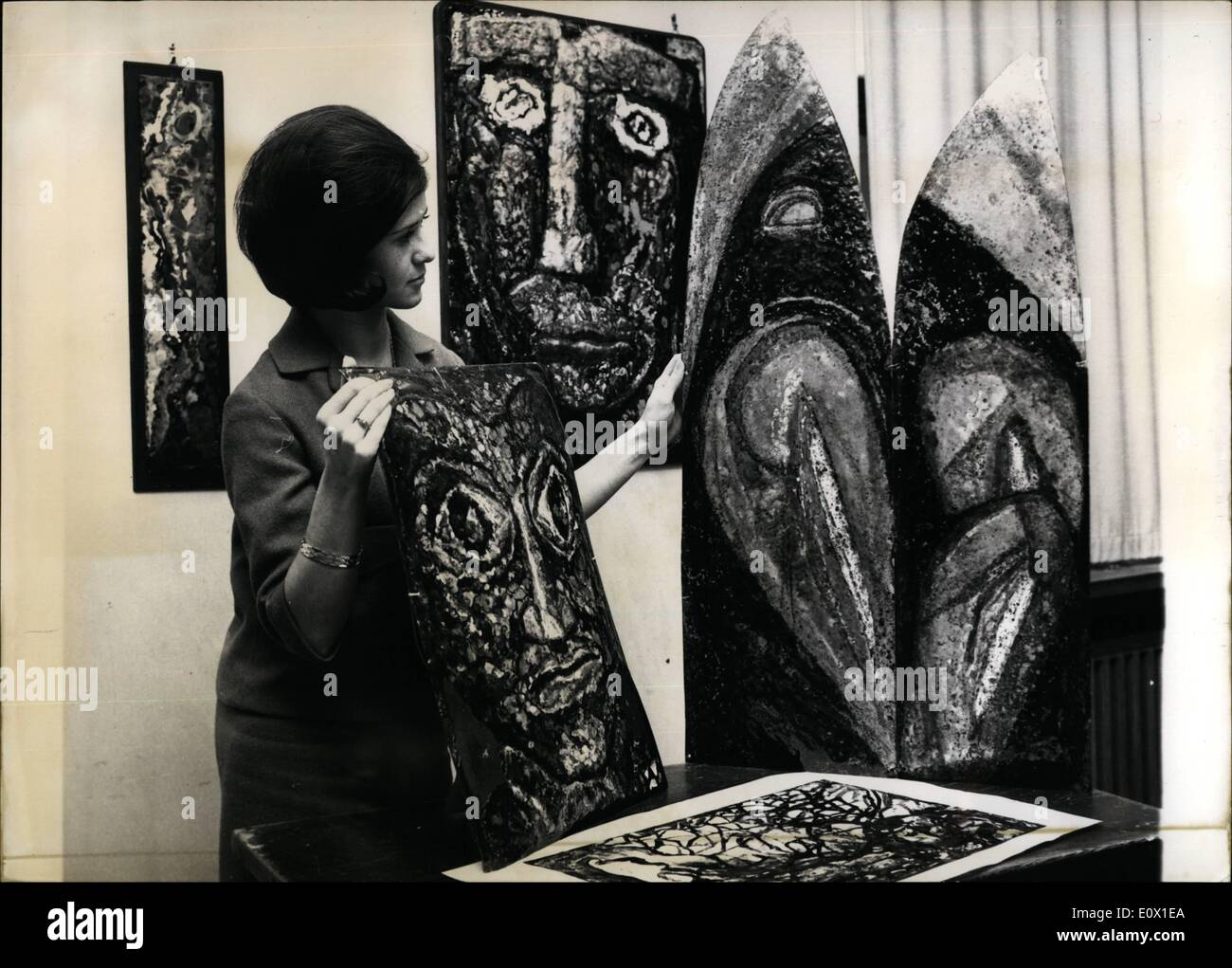 Dec. 12, 1964 - Enamel-art is a rare branch of artists. Some impressive creations of Mrs. Weixlgartner-Neutra and Mrs. Soederberg-Weixlgartner from Austria are shown in Frankfurt recently. Art in enamel asks for high technical skill besides the artists influence. Stock Photo