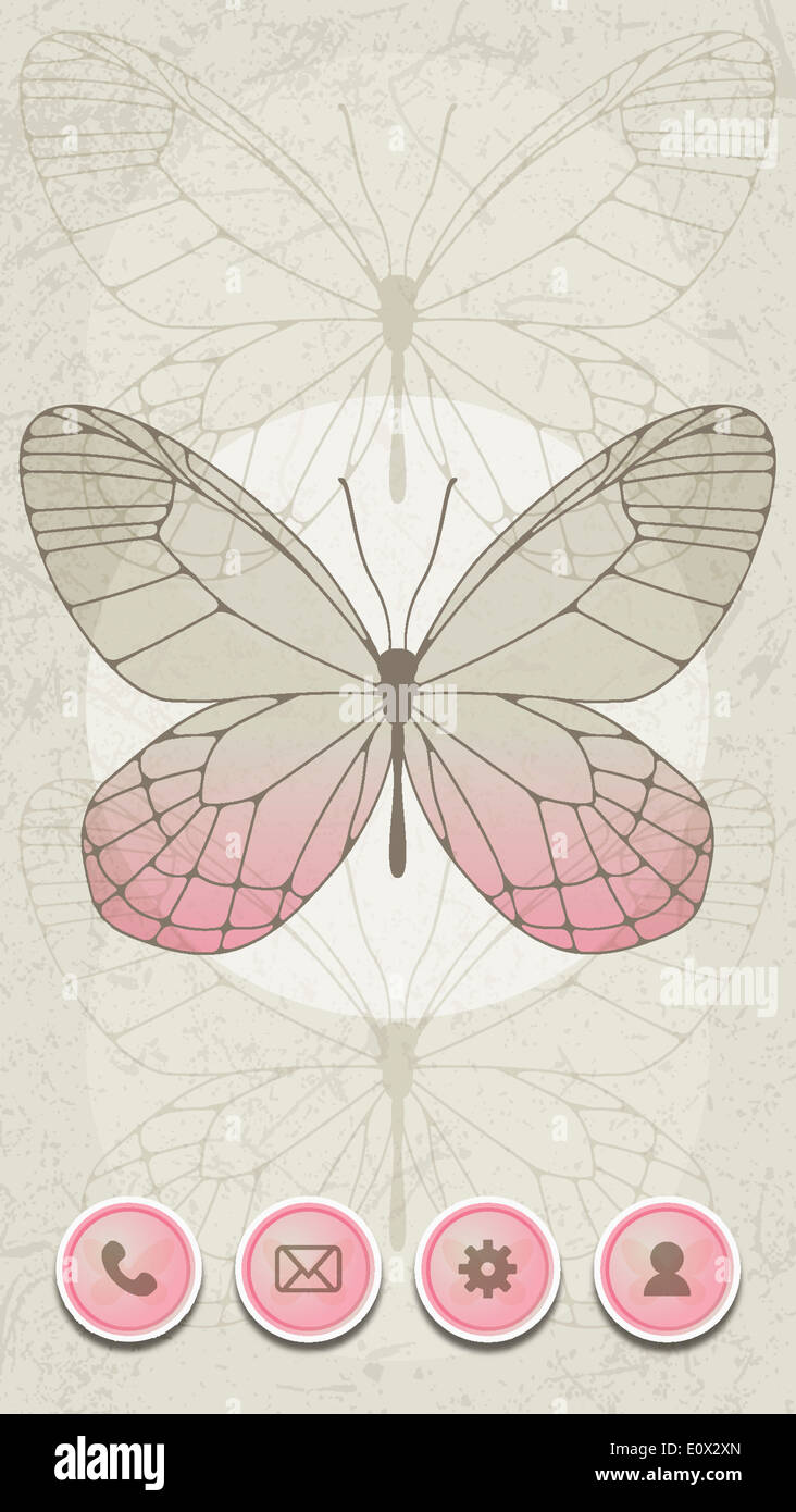 a butterfly on top of smart phone icons Stock Photo - Alamy