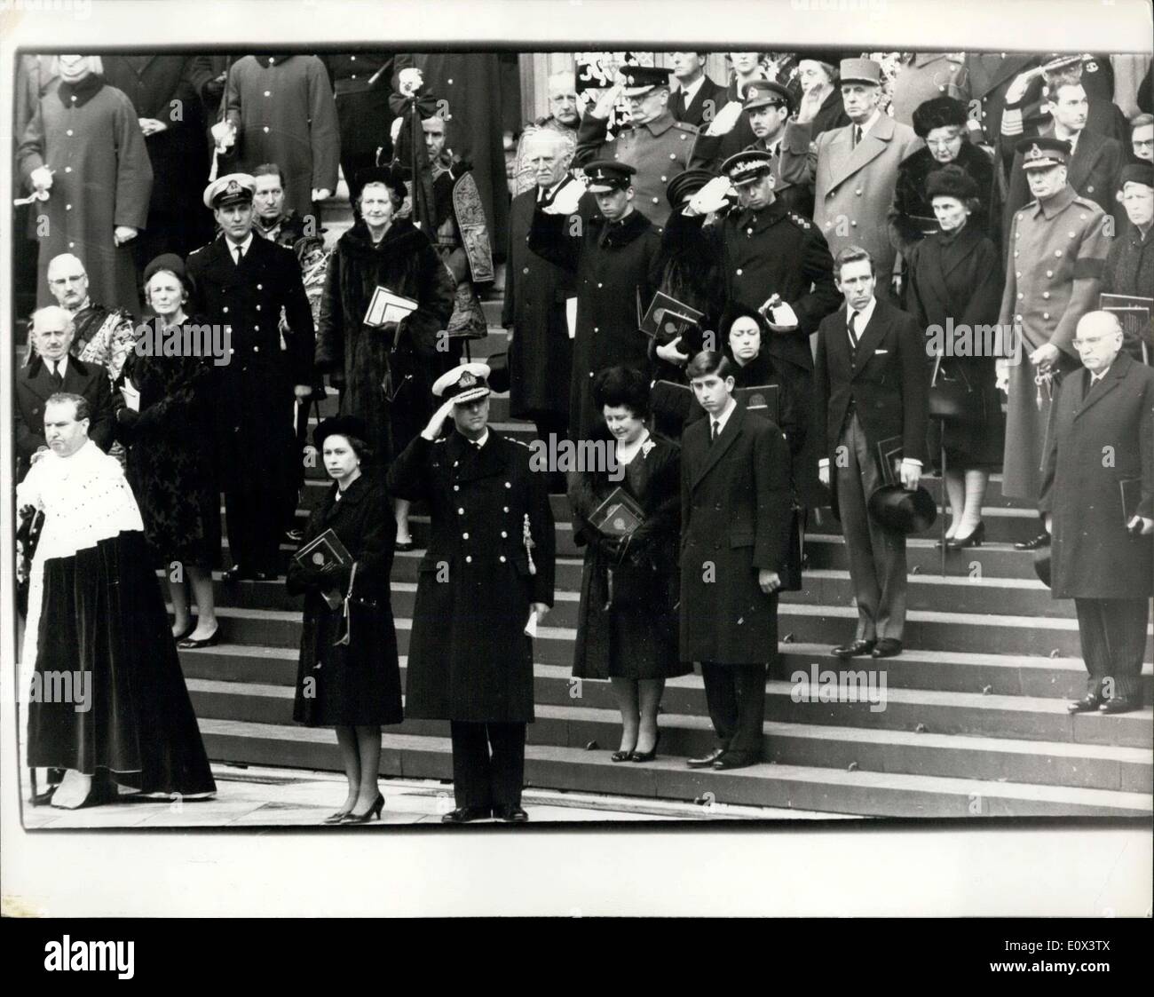 Jan. 30, 1965 - Funeral of Sir Winston Churchill. Royalty and state ...