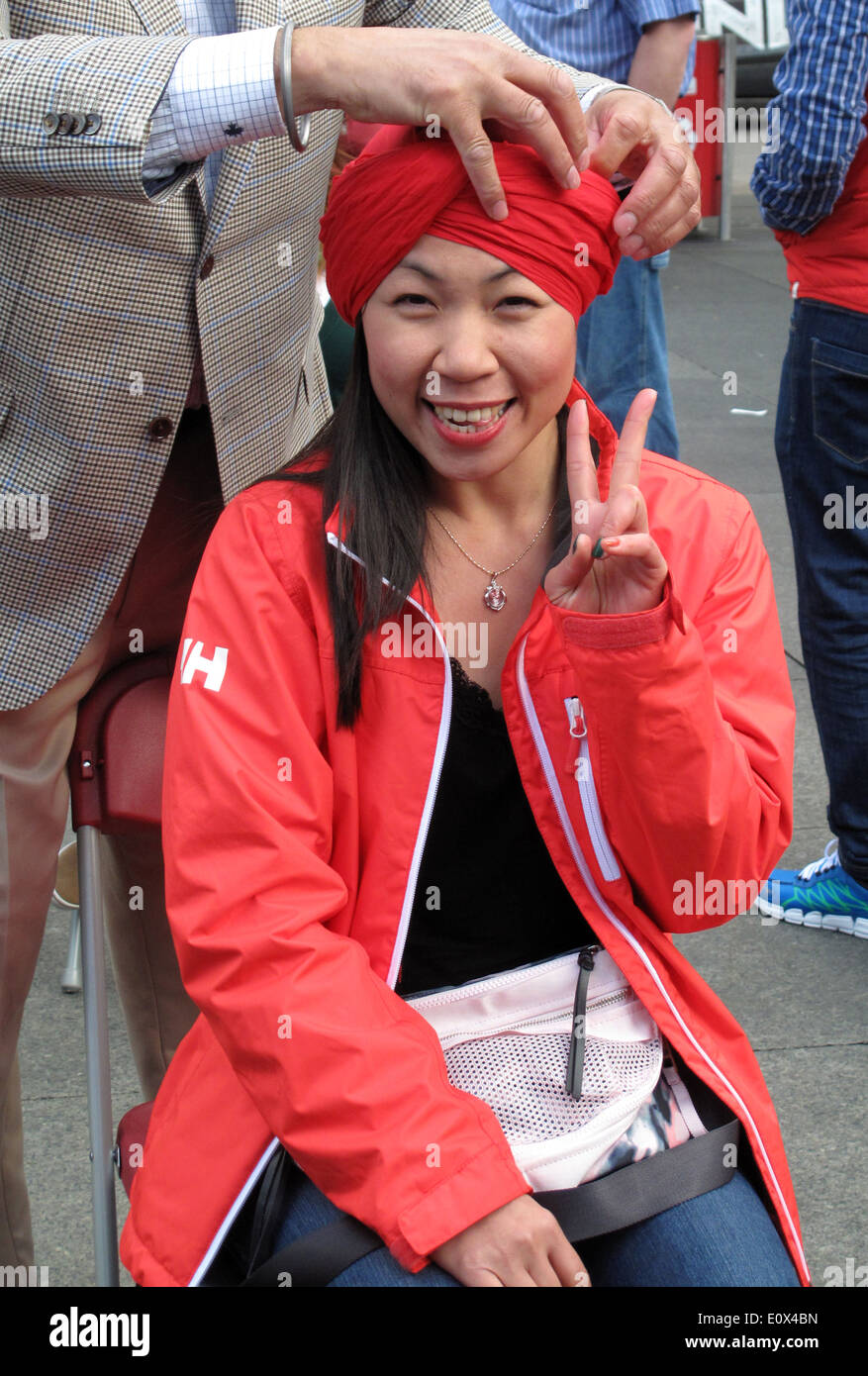 Turbin Up at Yonge-Dundas Square, Toronto, Ontario. Stock Photo