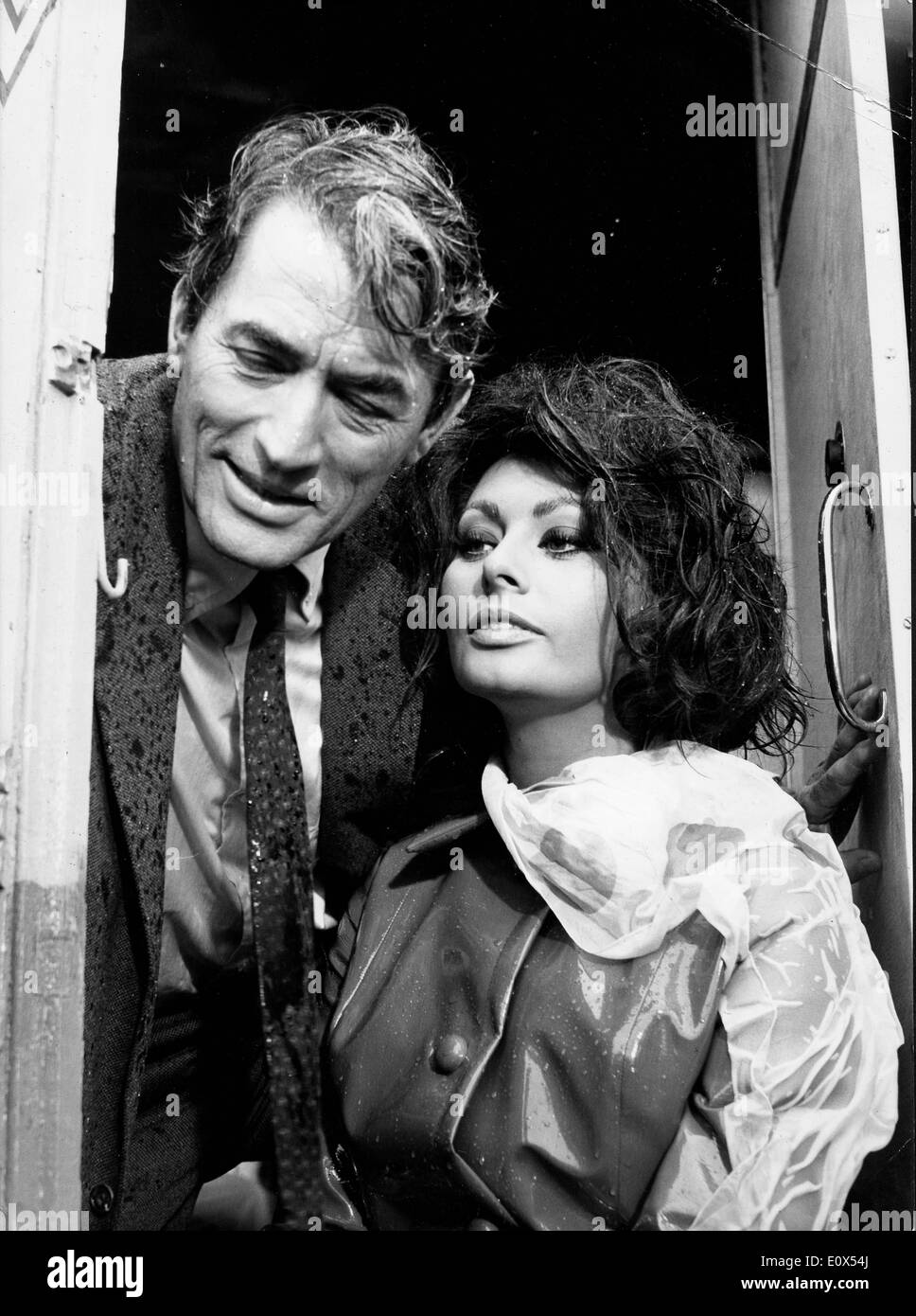 Actress Sophia Loren and Actor Gregory Peck in 'Arabesque' Stock Photo
