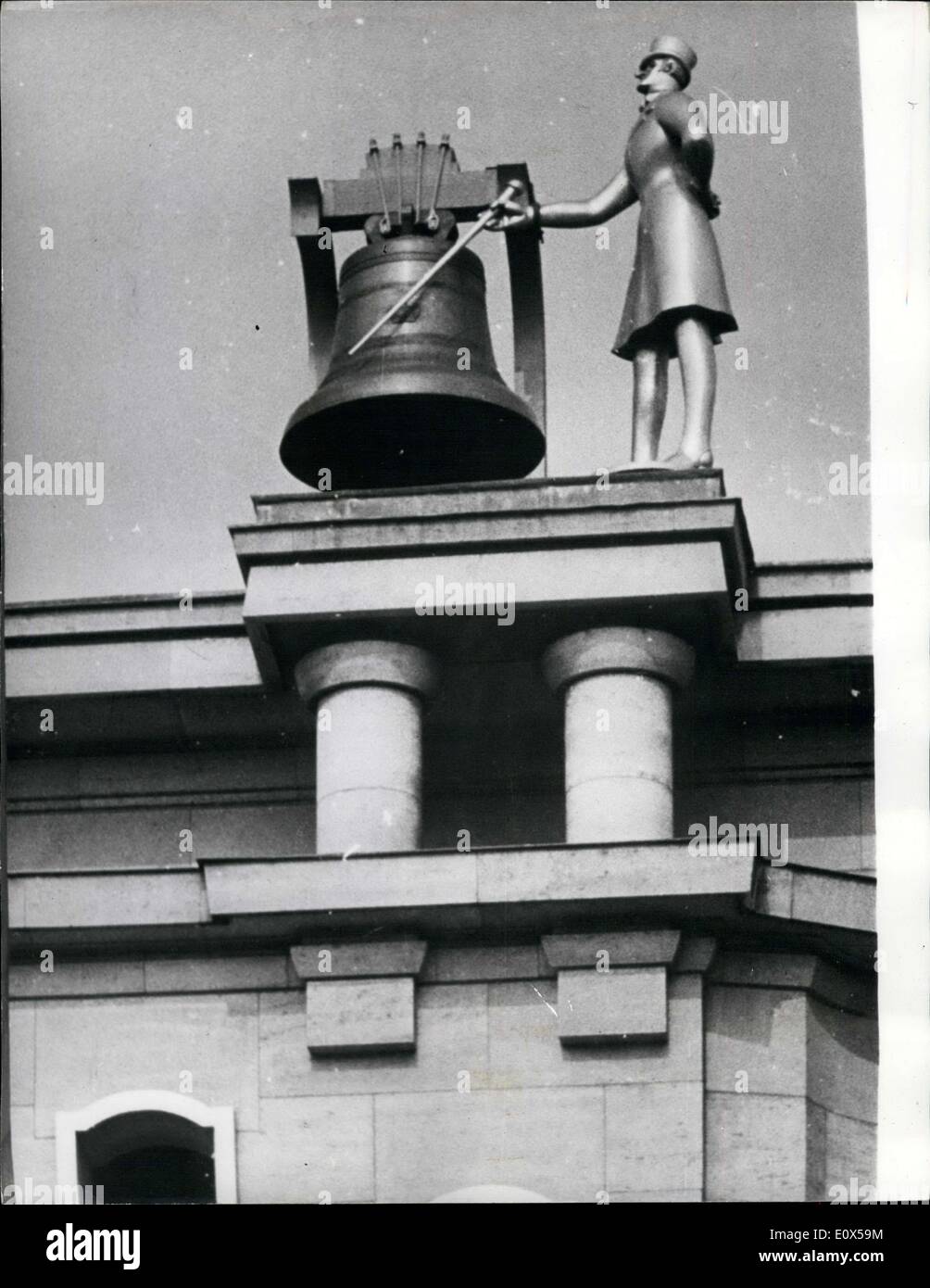 Apr. 12, 1965 - The hand less clock in Brussels: The roof of the Palsis ...