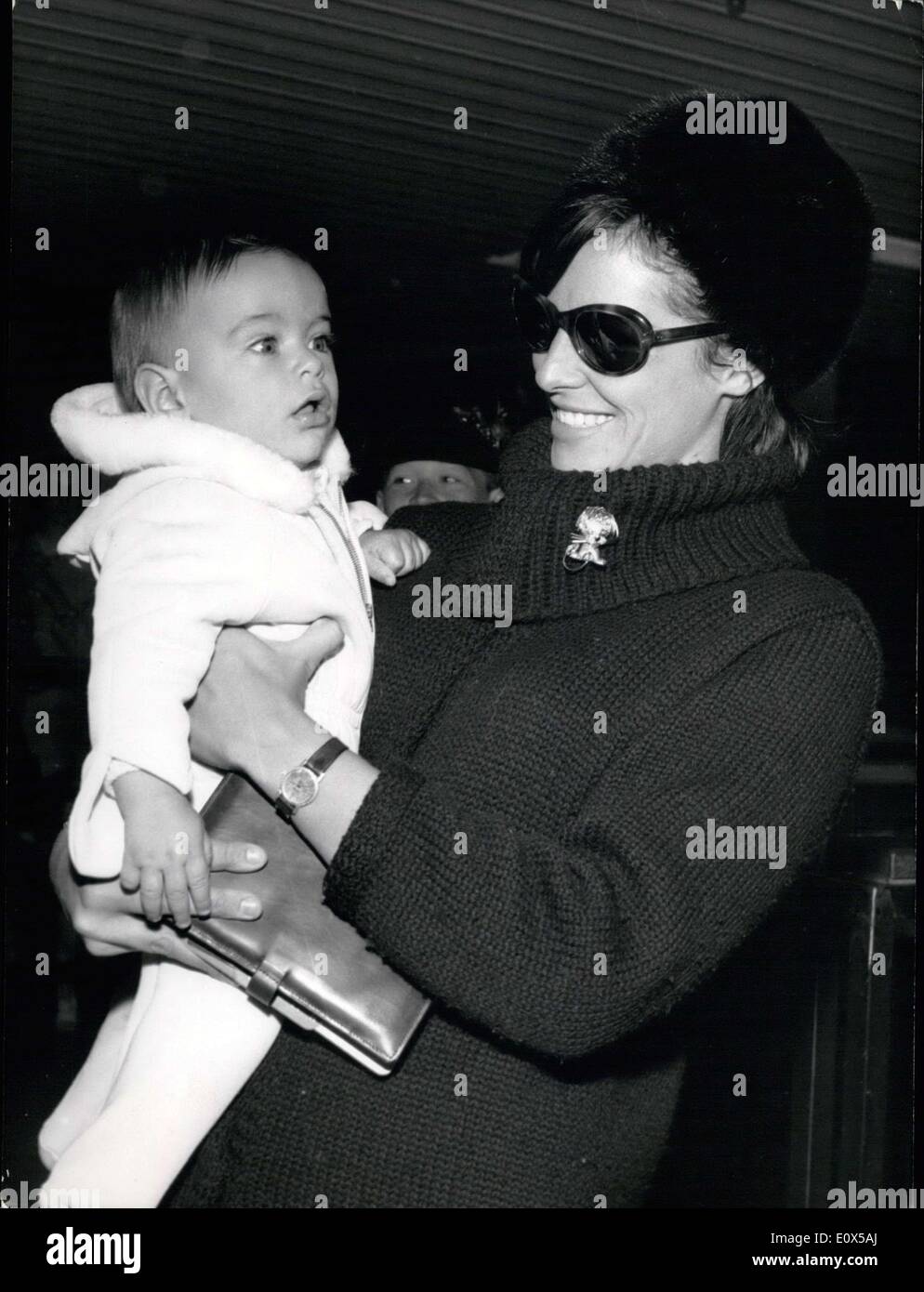 Apr. 17, 1965 Madame Delon, the wife of Alain Delon, and her you son