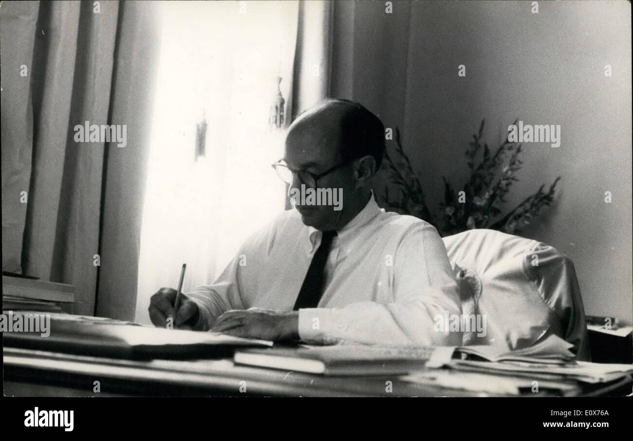 Jul. 07, 1965 - Adlai Stevenson in Rio, Brasil 1960 working in his hotel suite at the Copacabana palace. to Stock Photo