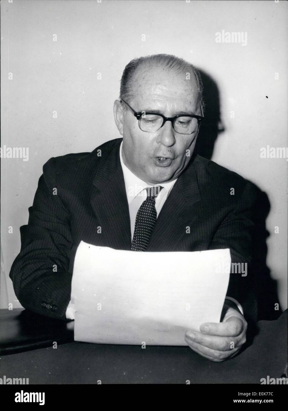 Jul. 07, 1965 - In spite of the sultry weather, ''Cinecitta'' works. The famous italian director Roberto Rossellini, the ''father'' of neo-realism, hold a press conference, today, at the Foreign Press Association in Roma. Photo shows Robert Rossellini. Stock Photo