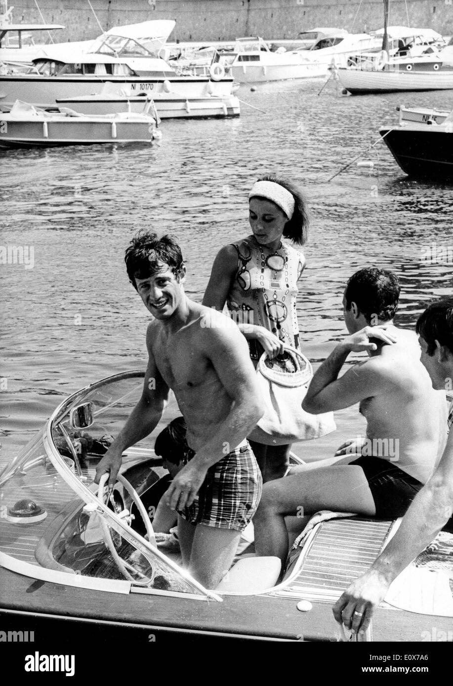 Actor Jean-Paul Belmondo goes boating with family Stock Photo