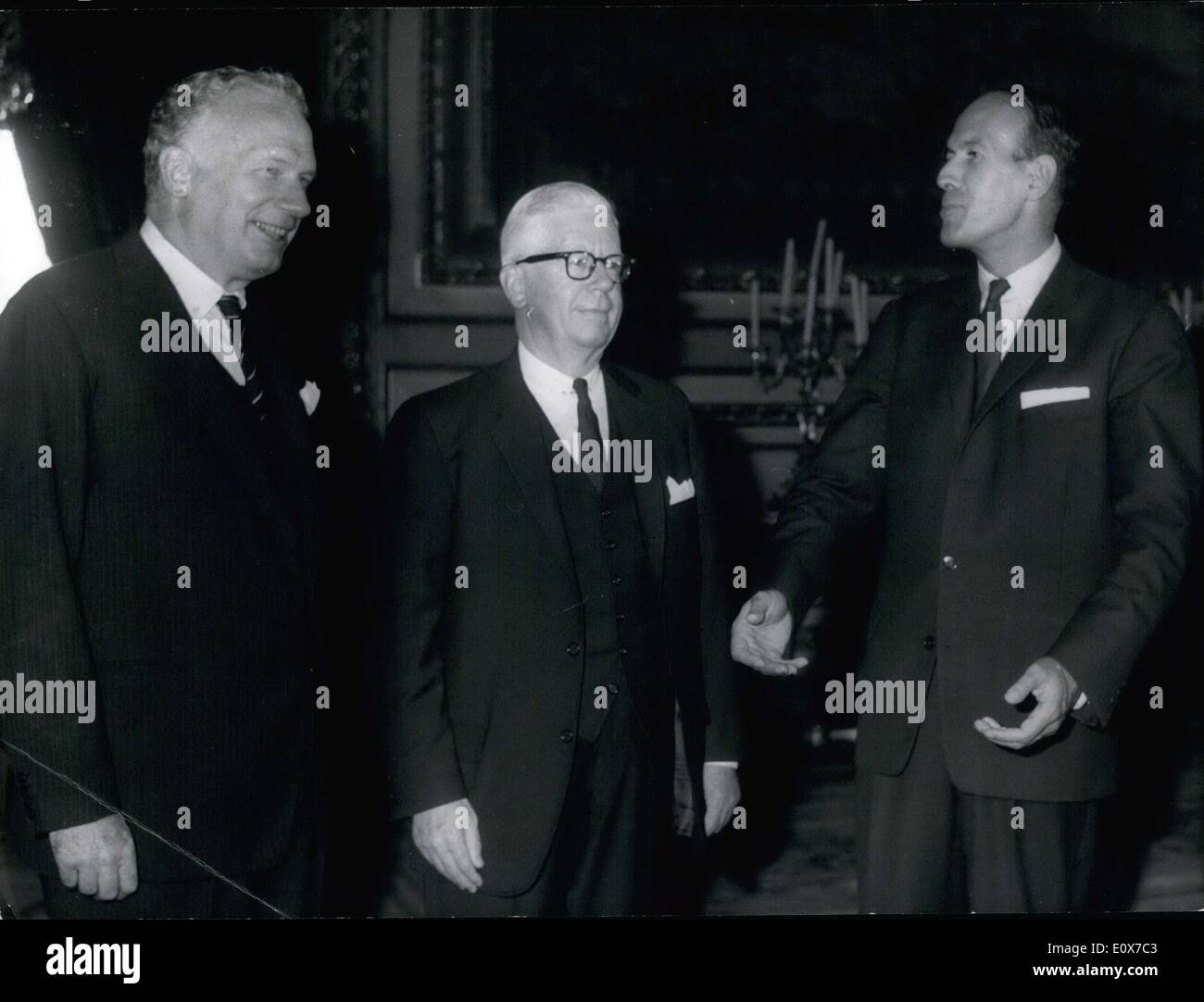 Aug. 30, 1965 - Fowler, the US Treasury Secretary accompanied by Ball (US Foreign Affairs Under-Secretary), met with Giscard d'Estaing, France's Minister of Finances in Paris today. Stock Photo