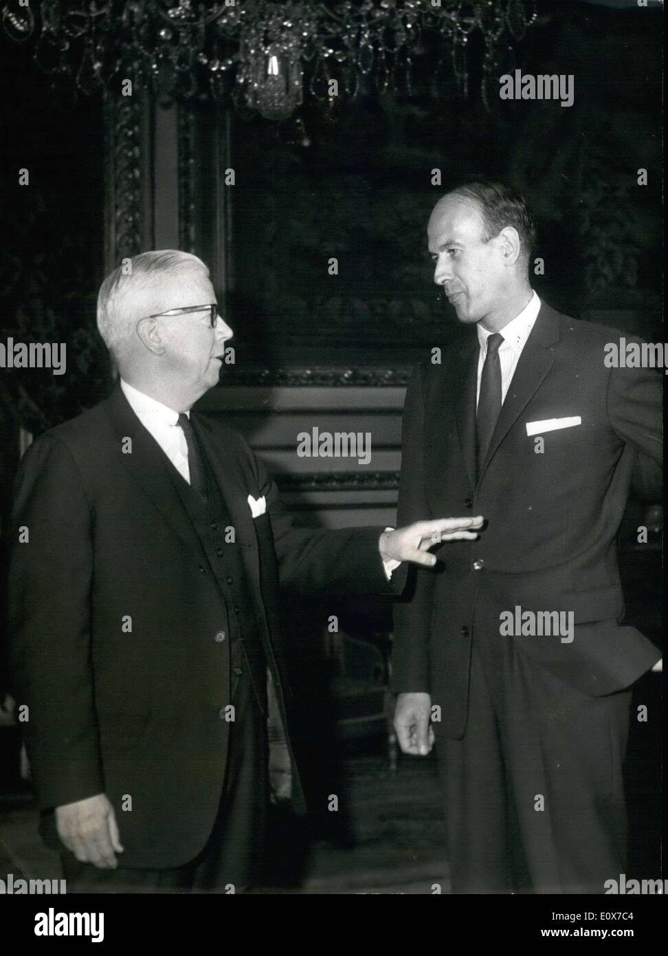 Aug. 30, 1965 - Henry Fowler with Giscard d'Estaing in Paris Stock Photo
