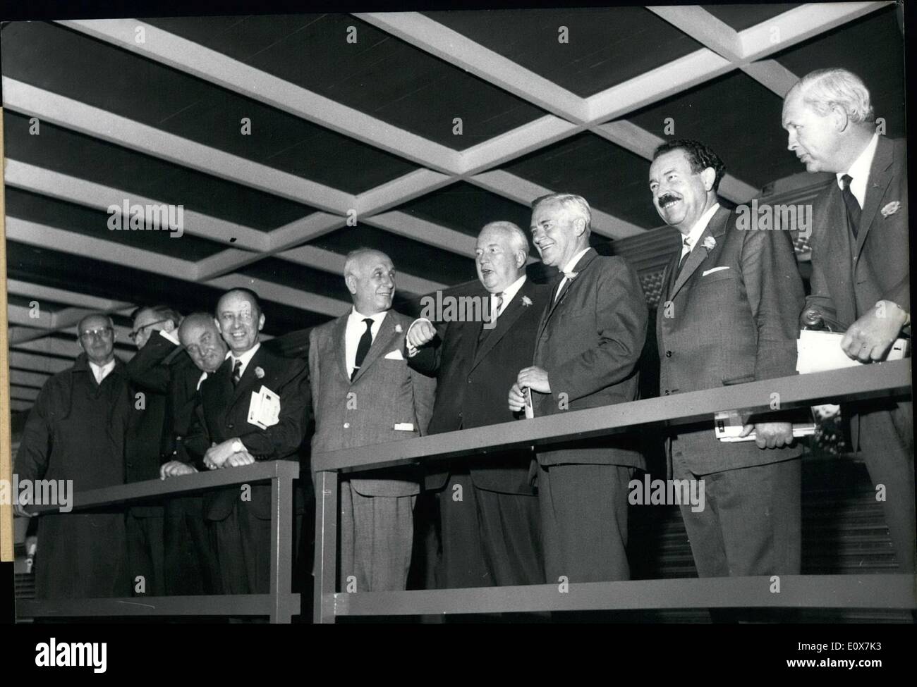 Sep. 09, 1965 - Minister Meeting at the first World Exhibition of Transport and Communications. On invitation of the German Minister of Transport. Dr. Hans Christoph Seebohm (Hans Christoph Seebohm) his colleagues of ten European countries which are all members of the European Conference of the Ministers of Transport visited the exhibition on August 31st. Photo shows f.l.t.r Stock Photo