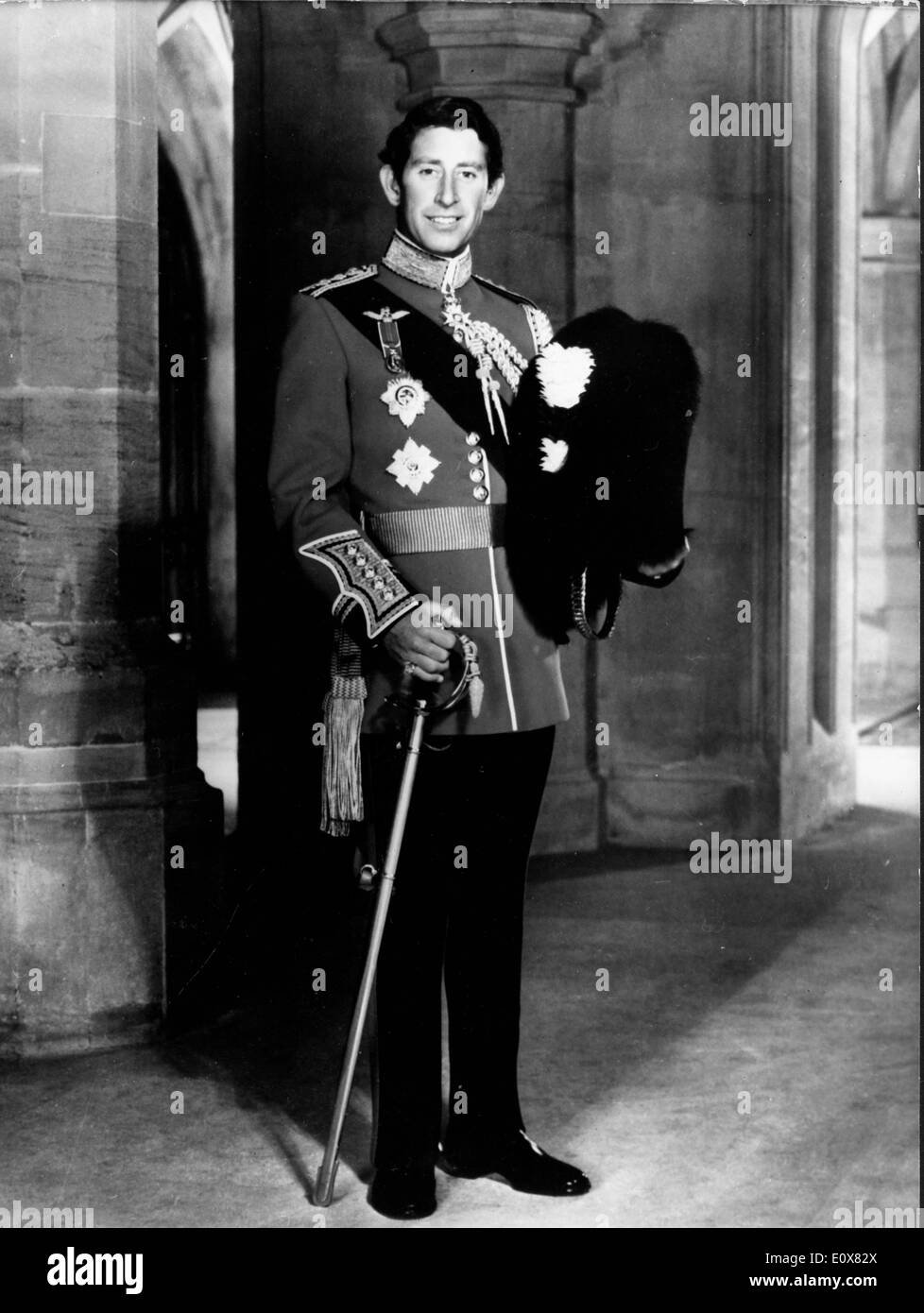 Prince Charles in Colonel of the Welsh Guards military uniform Stock
