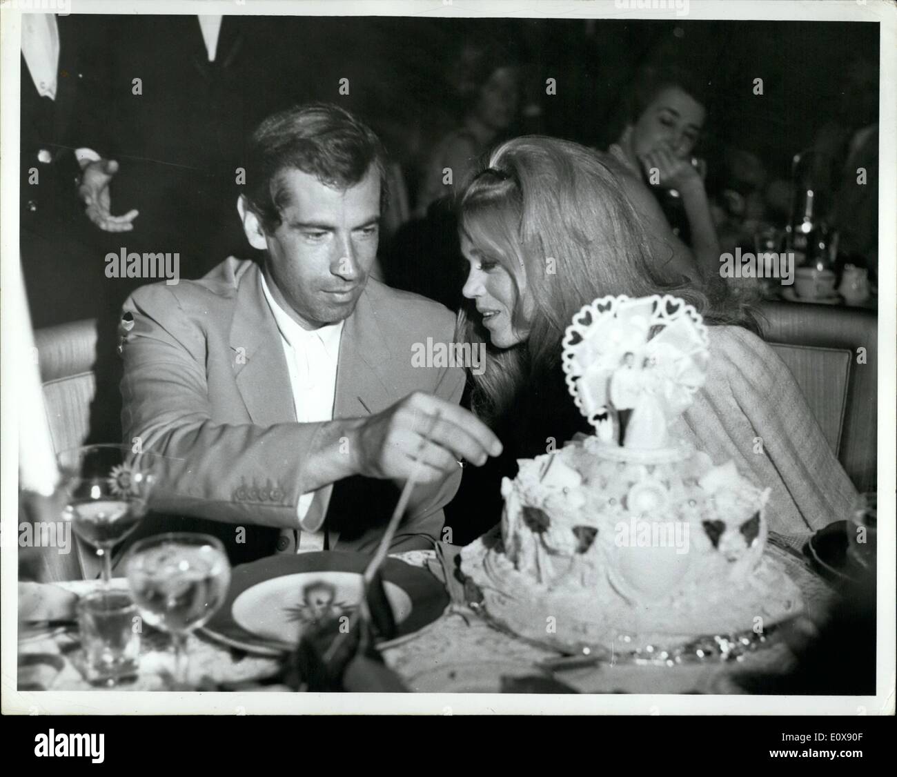 Aug. 08, 1965 - Roger Vadim & Jane Fonda on the evening of their wedding in Las Vegas, August 14, 1965. n Stock Photo