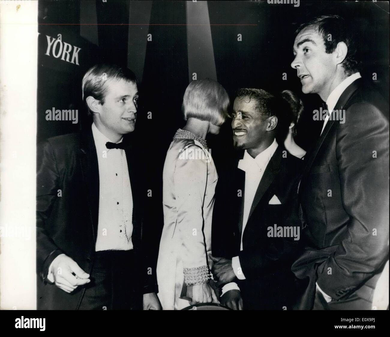 Oct. 10, 1965 - Famous Film Stars Get Together At A New York Party- Photo Shows: (L. to R.) David McCallum, Saqmmy Davis Jr., and Sean Connery pictured at the Hilton Hotel in New York when they attended a party that attracted many movie and broadway notables. In the background May Britt (mrs. Sammy Davis). 2009/J. Keystone Stock Photo