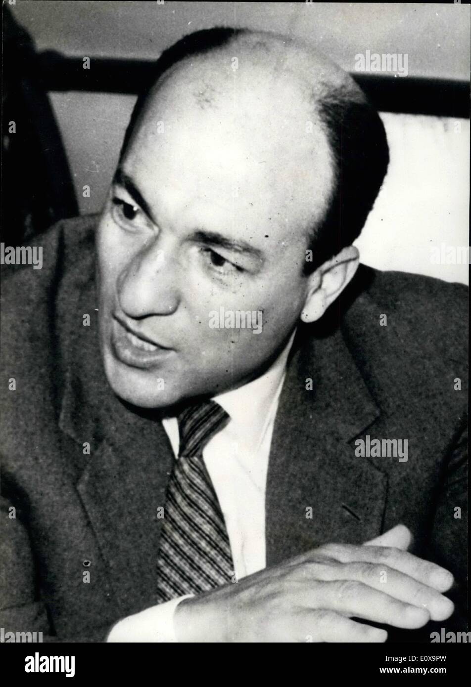 Oct. 10, 1965 - The United Arab Republic's New Prime Minister Photo Shows - Zakaria Mohieddin the New United Arab Republic's Prime Minister, and Minister of the Interior Stock Photo