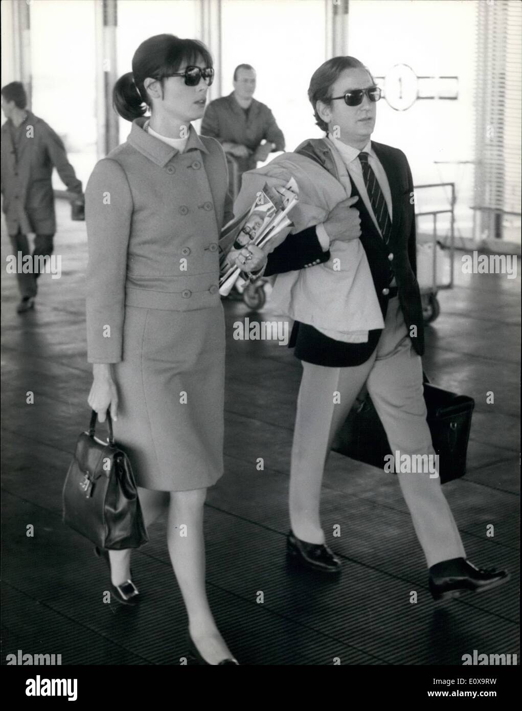 Oct. 10, 1965 - Italian actress Elsa Martinelli and her fiancee Willy Rizzo, french famous photographer, returned in Rome, after the work of the film in France. Stock Photo
