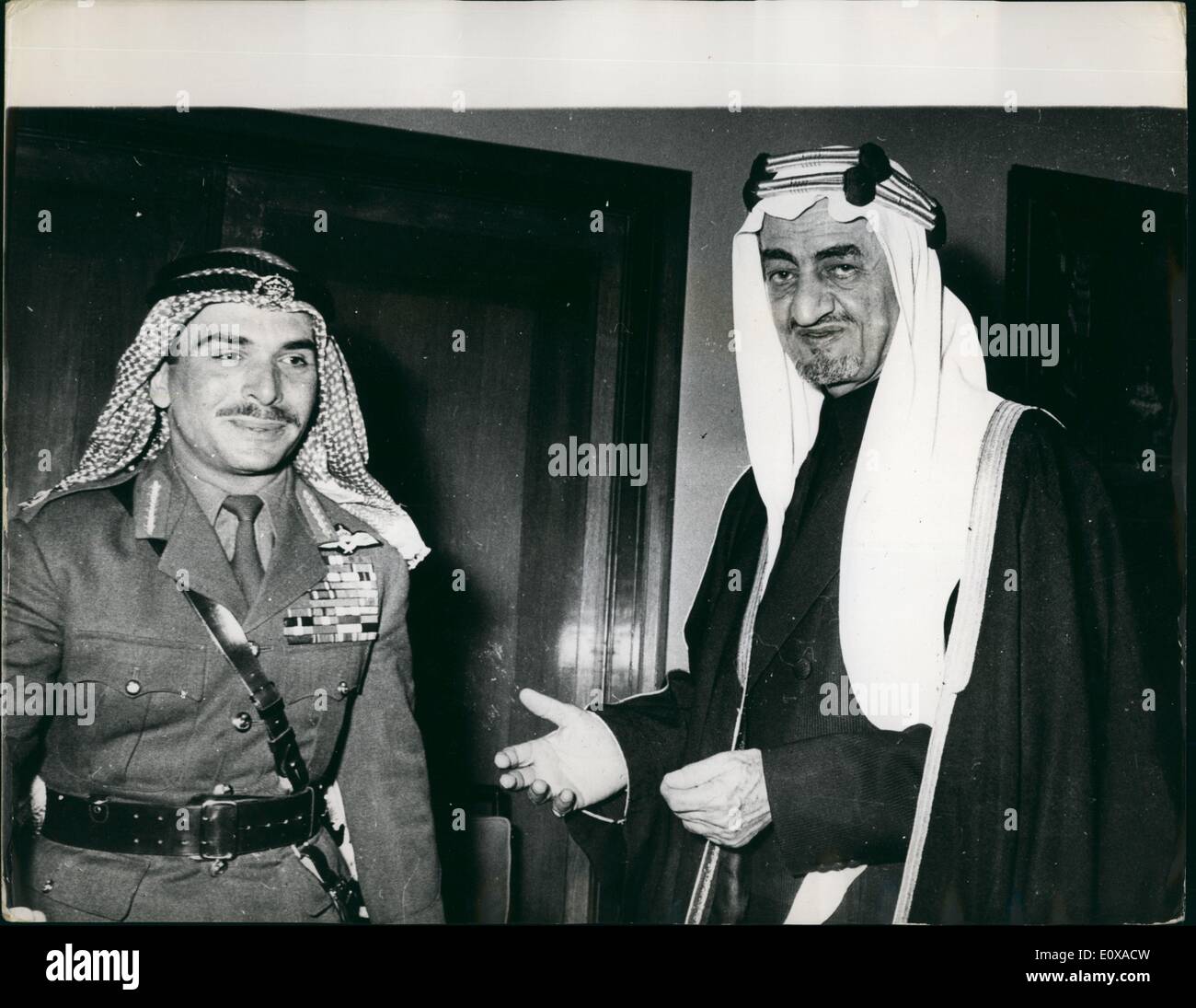 Jan. 01, 1966 - King Feisal Visits Jordan: King Feisal of Saudi Arabia is  paying a seven day visit to Jordan, at the invitation Stock Photo - Alamy