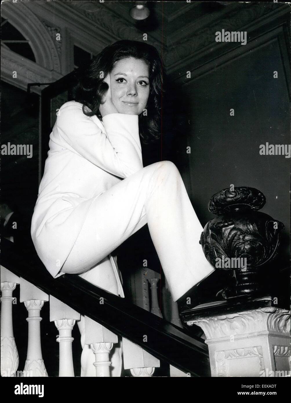 Jan. 01, 1966 - Diana Rigg wants a Rise; Diana Rigg, the judo girl of ITV's ''The Avengers'', returns to the Royal Shakespeare Company at Startford on Avon. She will play Viola in Twelfth night. Last night, Diana, whose 150 a week contract expires next month - said she would not return to the Avengers unless she had a big pay rise. Her salary with the Shakespeare Company will be 70 a week. Photo Shows Yesterday's picture of Diana Rigg -who has signed up for a season of Shakespeare. Stock Photo