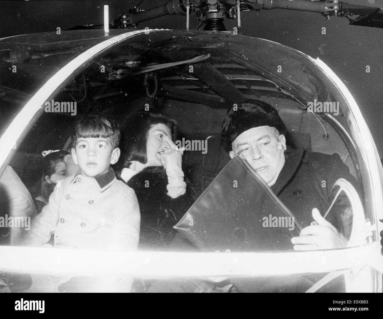 First lady Jackie Kennedy in helicopter with kids Stock Photo