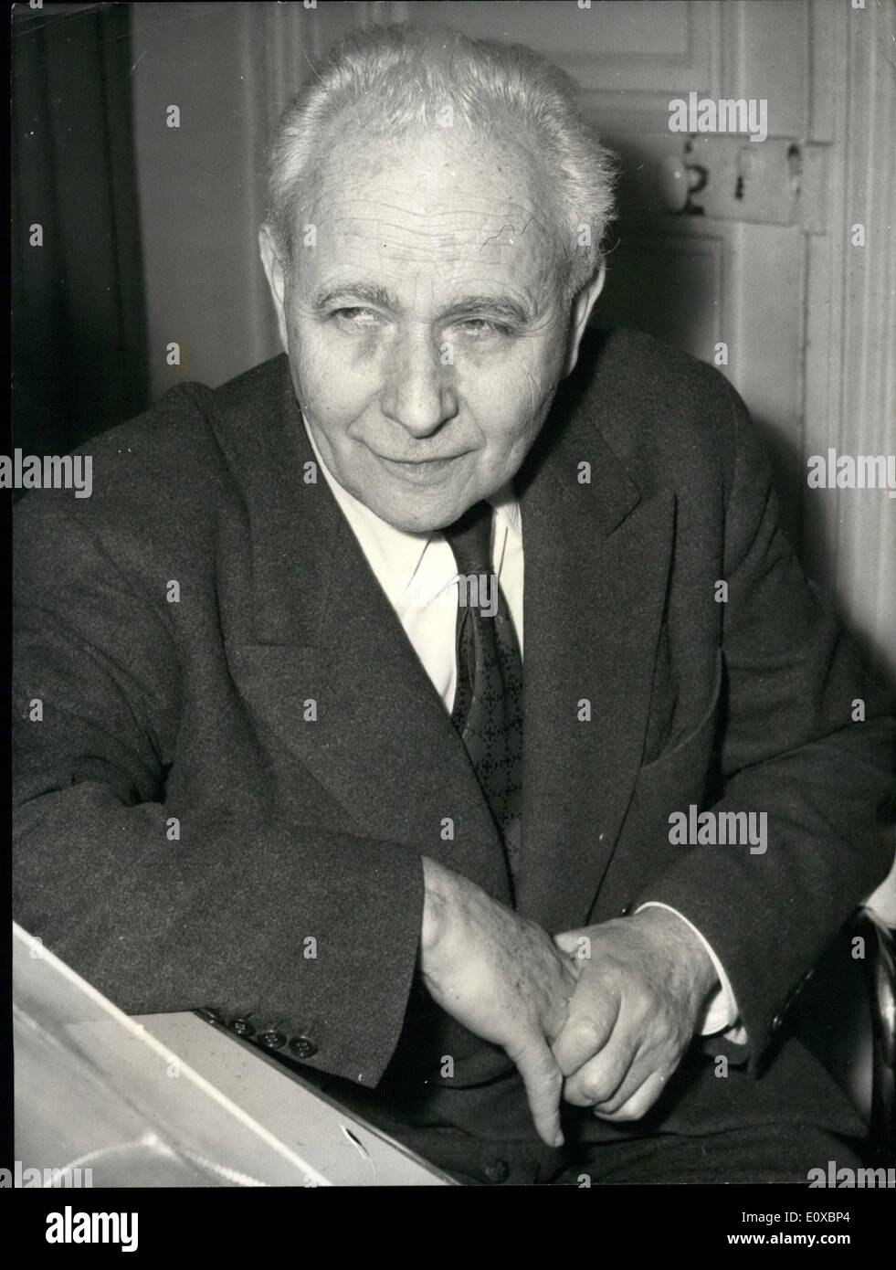 Feb. 02, 1966 - Louis Aragon one of France greatest living poets and excellent writer in an article published in the Paris communist daily paper strongly critised the trial of the two russian writers which took place now in Moscou. This crtisisme coming from an important member of the french communist party created a sensation world over. Stock Photo