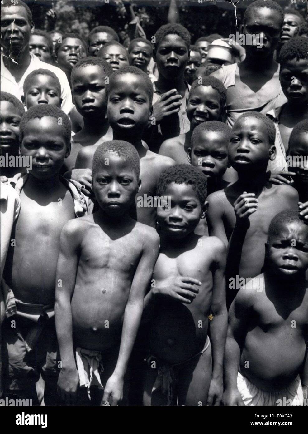 Mar. 27, 1966 - Sudanese refugees in Central African Republic - Need: Refugee children of the Zende tribe. Almost all are suffering from malnutrition and other diseases. Stock Photo