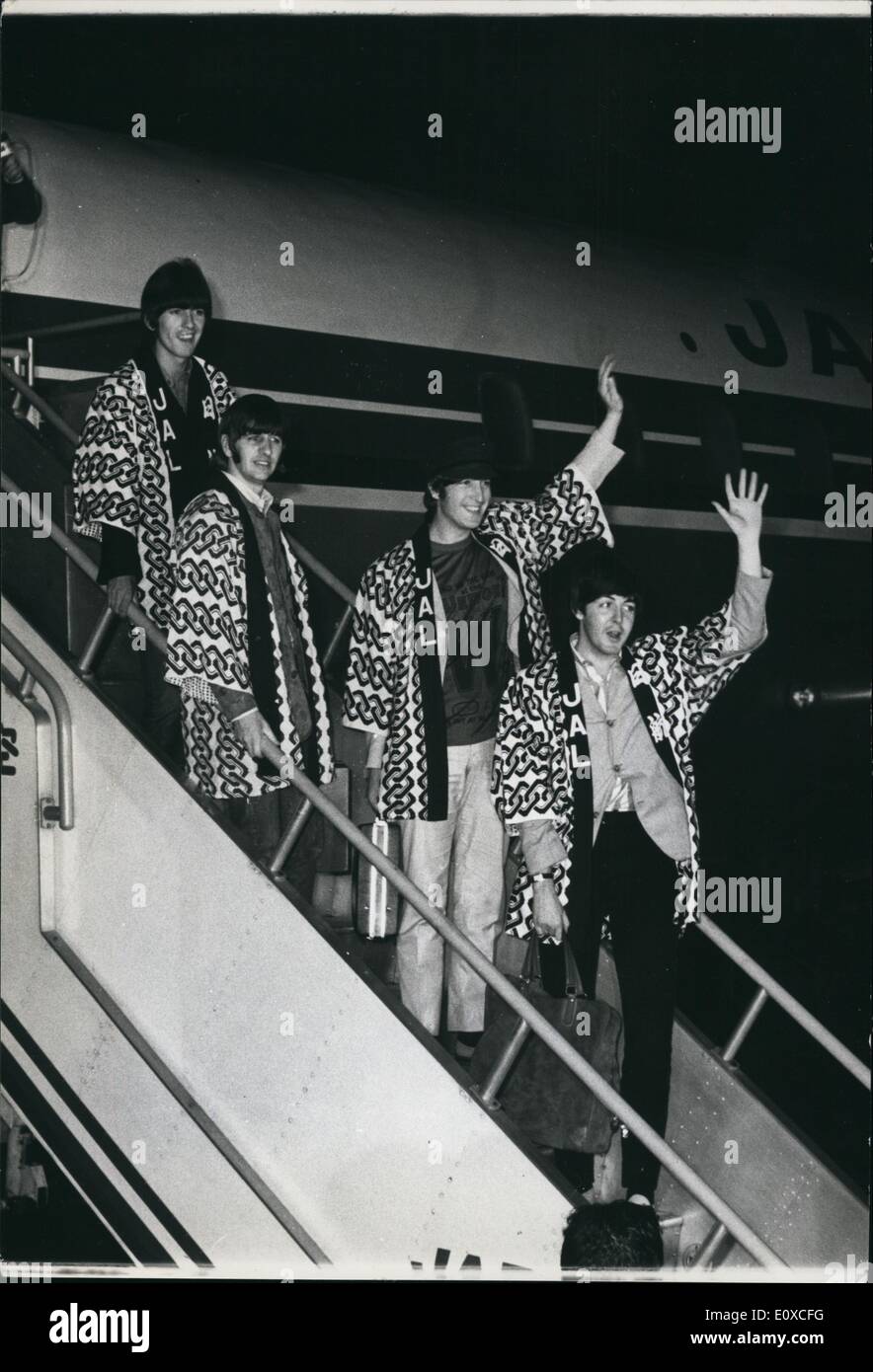 Jun. 06, 1966 - The Beatles arriving at 4.a.m at Haneda Airport Wednesday morning. PR Stock Photo