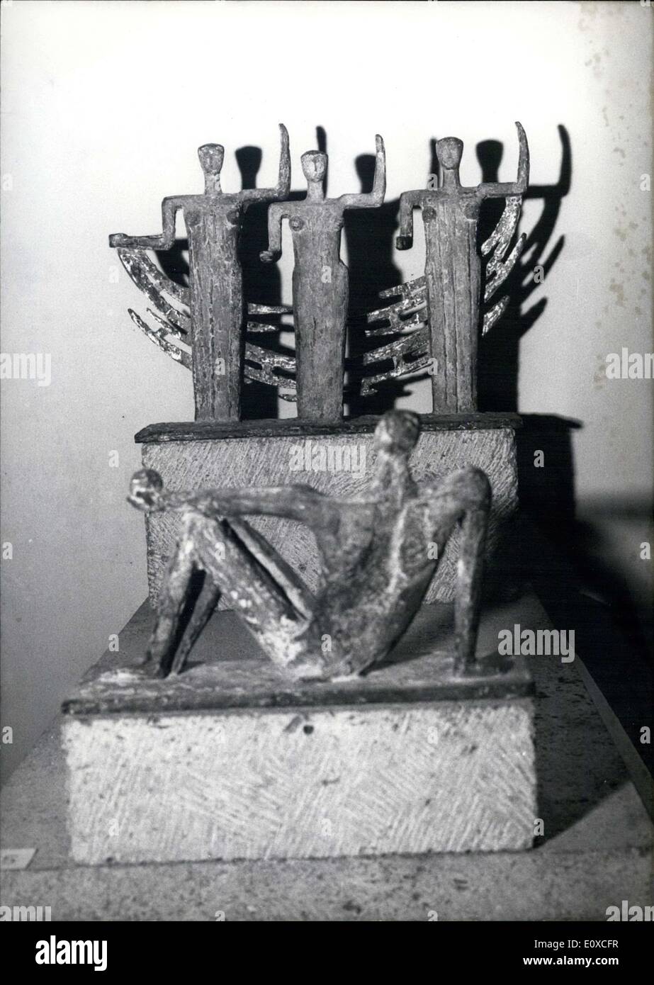 Jun. 06, 1966 - Pictured is Munich sculptor Christine Stadler's piece ''Urteil des Paris.'' It was one of many on display at a huge exhibition in Munich's House of Art. Over 941 pieces were shown. Stock Photo