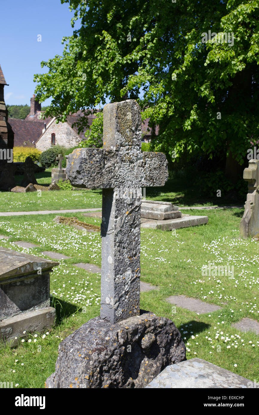 Stone cross, English churchyard Stock Photo Alamy