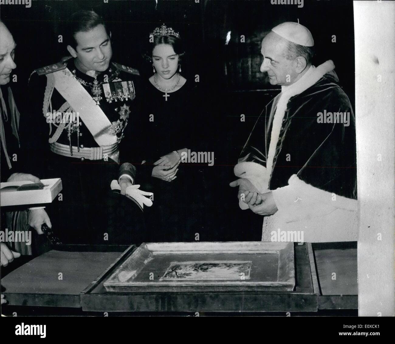 Apr. 04, 1966 - Pope Receives King Constantine.: King Constantine of Greece and Queen Anne Marie Ã¢â‚¬â€œ in Rome for the 64th. Stock Photo
