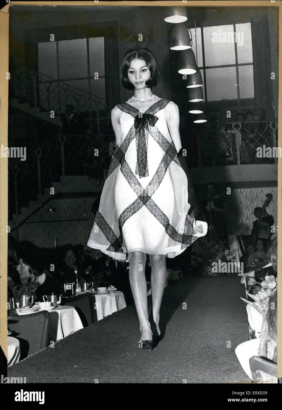Apr. 30, 1966 - A special event for the women of Munich occurred on April 4 in the hotel ''Bayerischer Hof.'' Gr?s House, from Paris, presented its complete spring and summer collection for 1966. It was the first time that Mademoiselle Gr?s allowed her models to present in the country. The credit for this belongs to a Munich publisher. Gr?s House ranks among the most important houses of the Haute Couture world, even though only insiders know of it Stock Photo