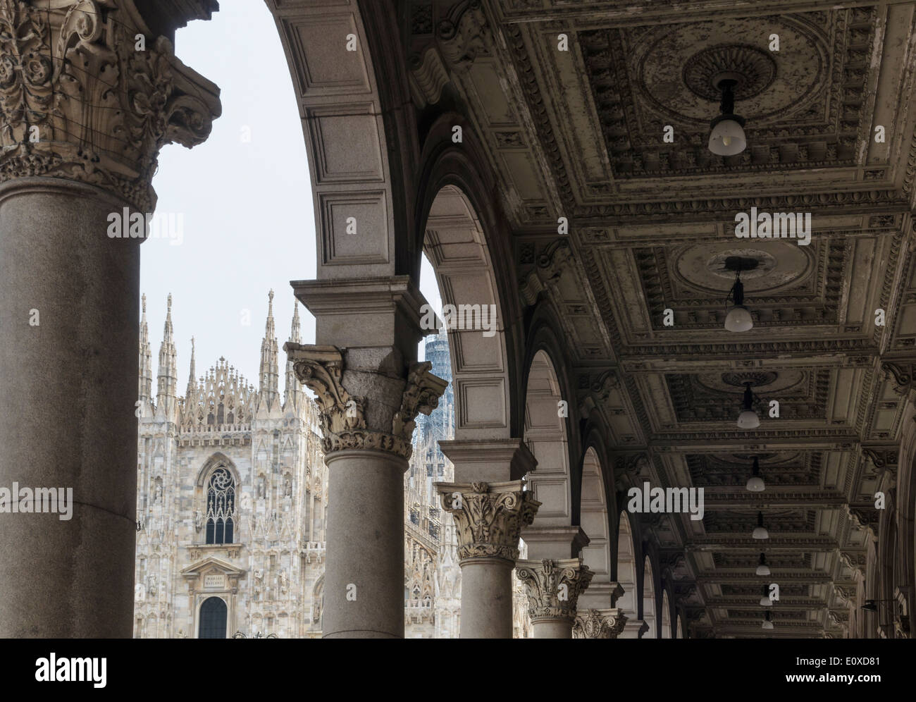 The Duomo di Milano as seen through the arches of Piazza del Duomo, Milan, Italy Stock Photo