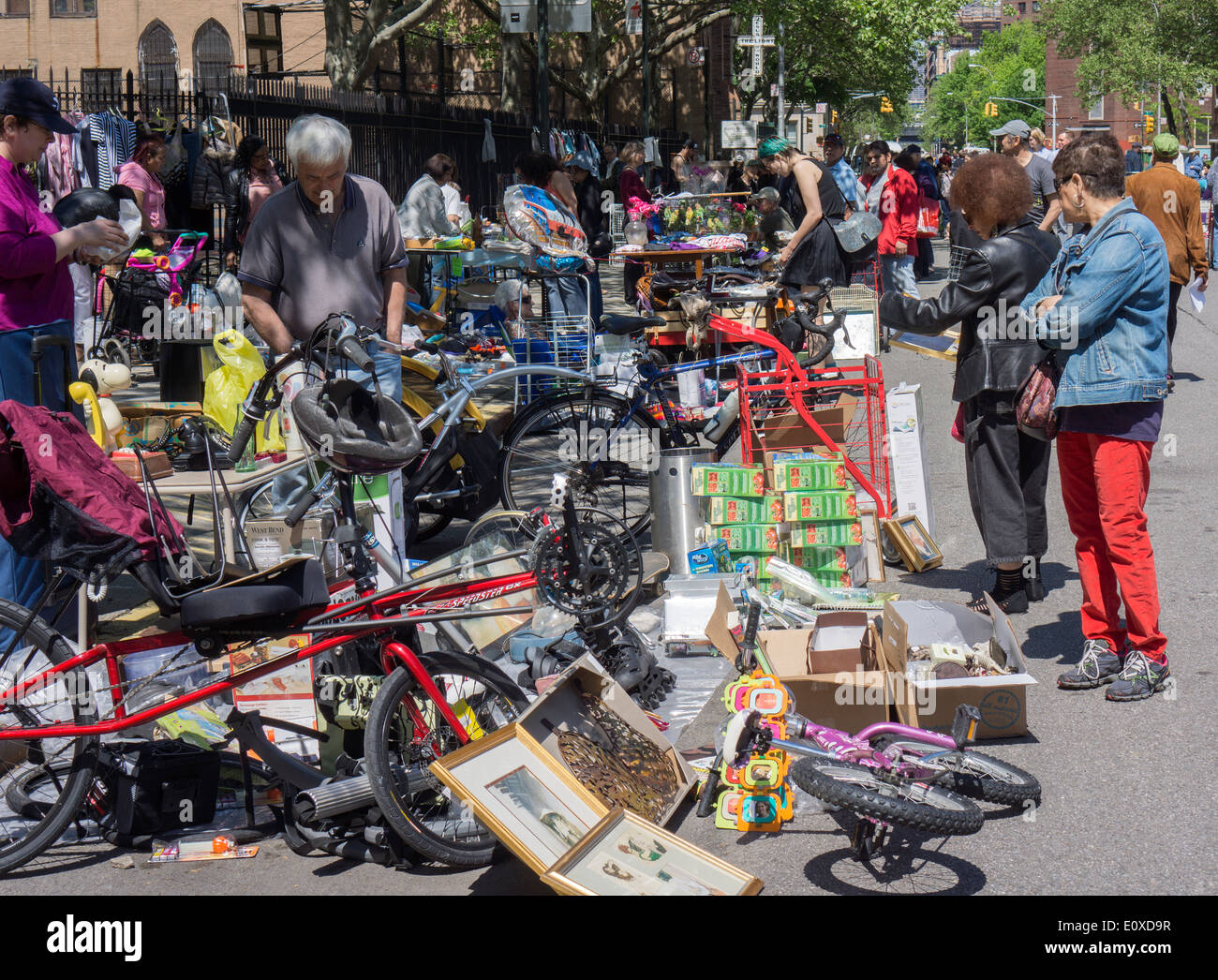 Shoppers search for bargains at a humongous flea market in the New York neighborhood of Chelsea Stock Photo
