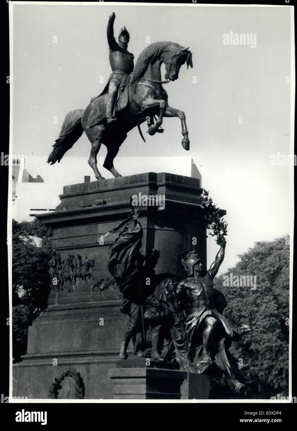 May 05, 1966 - Statue Of Jose De San Martin in Buenos Aires, Argentina. Stock Photo