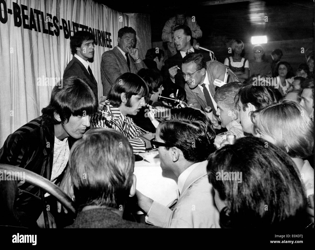 The Beatles at a press reception at Bayerischer Hof Hotel Stock Photo