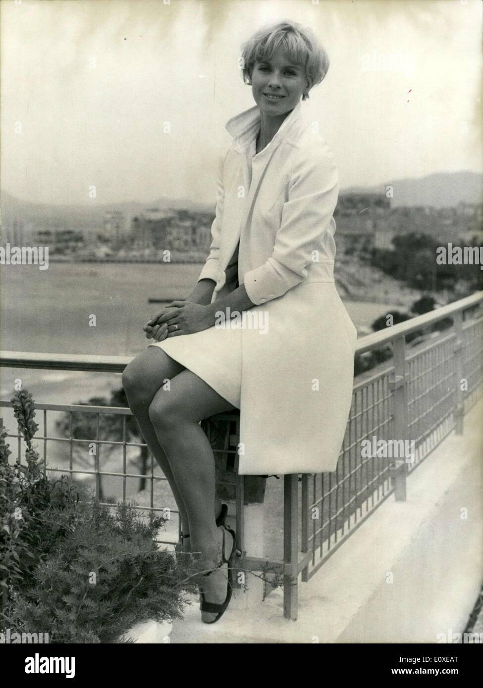 May 14, 1966 - Bibi Andersson, the Swedish film star, is seen here on the terrace of the palace festival. Stock Photo